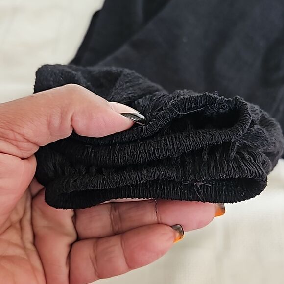 H&M Ruffled Long Sleeves Top Medium Black - Picture 12 of 16